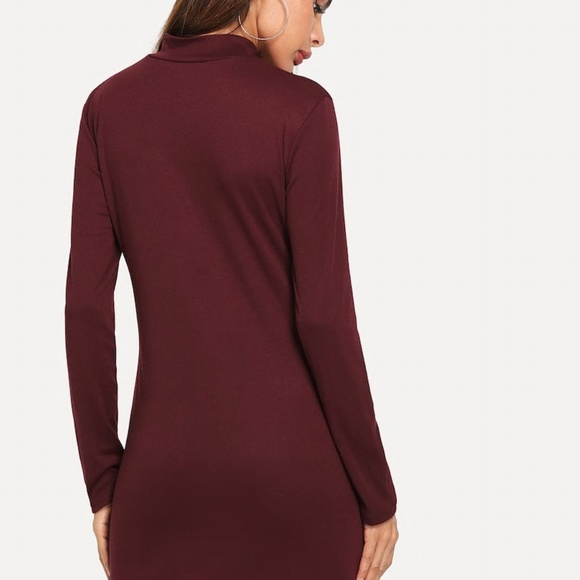 STAND NECK MIDI DRESS - Picture 2 of 2